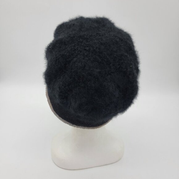 Dahlia Hat Black‎ Angora Blend Felt Hat One Size Est Sz M Floral Flower Boho - Picture 2 of 6